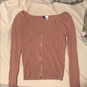 Ribbed zip up sweater